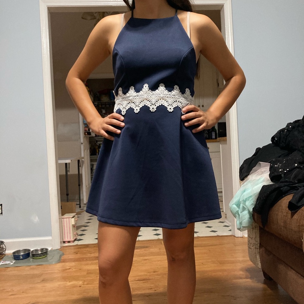 Navy & White fit & Flare Dress
